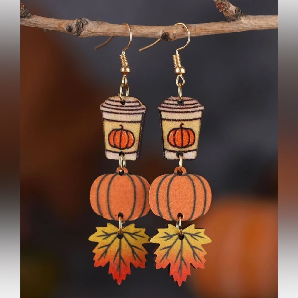 NIP FALL EARRINGS - COFFEE, PUMPKIN, LEAF